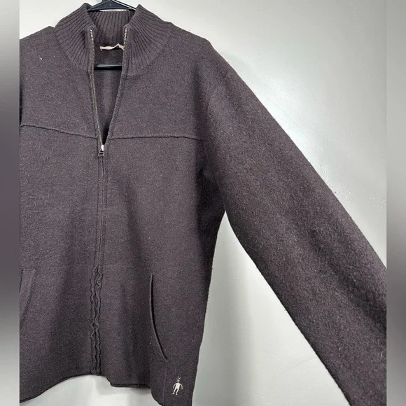 Smartwool Women’s 100% Merino Wool Jacket Mocha Brown Size Medium - Picture 6 of 8